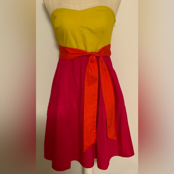 Maeve Anthropologie Parading Hues Strapless Color Block Dress Size 4 - Picture 6 of 16